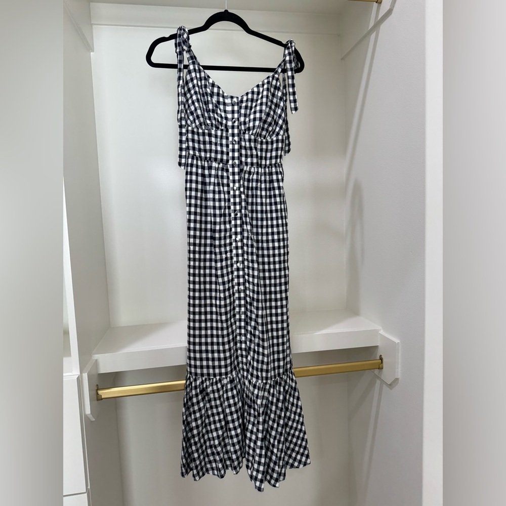 J. Crew Black and White Checkered Maxi Dress
